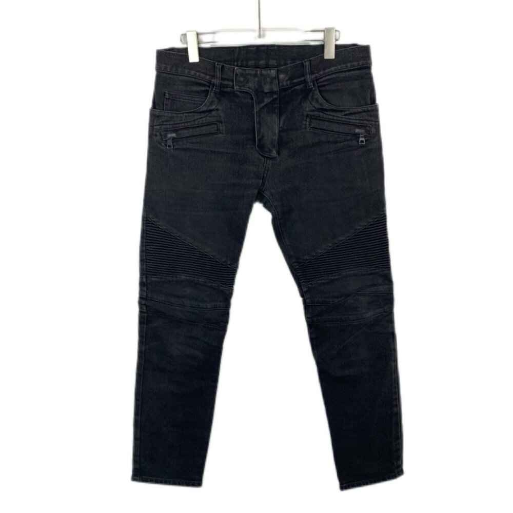017334 Balmain Smoky Grey Cotton Jeans Size 33 Slightly Frayed
